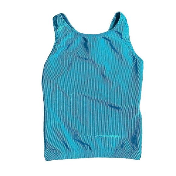 Shiny Teal ‘Softouch Sport’ Ribbed Crop tank - Picture 3 of 9